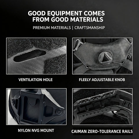 Caiman Carbon Fiber Tactical Helmet – Lightweight, Breathable Helmet for Training, Rescue, Climbing, Cycling, and Impact Protection