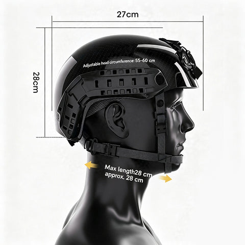 FAST Carbon Fiber Tactical Helmet with Wendy-style Suspension Liner – Impact-Resistant Helmet for Riot Control, Security, Rescue, Skiing, and Cycling