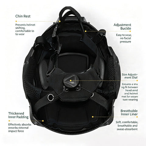 FAST Carbon Fiber Tactical Helmet with Wendy-style Suspension Liner – Impact-Resistant Helmet for Riot Control, Security, Rescue, Skiing, and Cycling